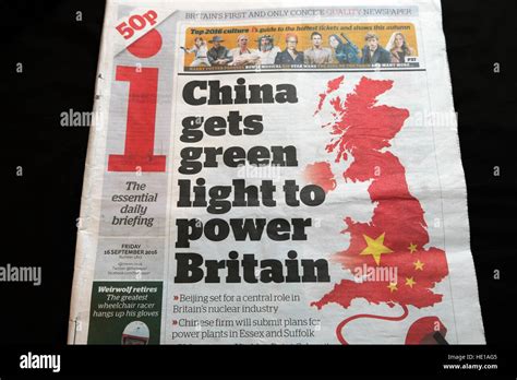 i newspaper headline "China gets green light to power Britain" London England UK Stock Photo - Alamy