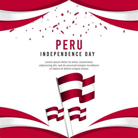 Feliz Dia De La Independencia De Perú Celebración Poster Vector