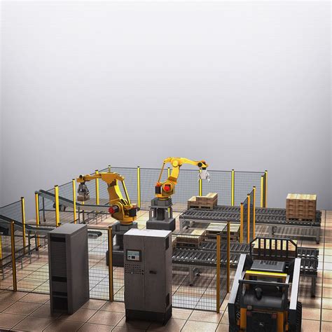 Automation Robotic Bag Palletizing Cell D Model Obj Fbx Max