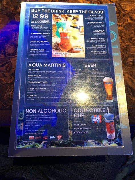 Menu at Aquarium Restaurant, Nashville