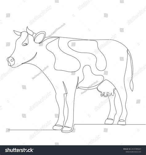 Vektor Stok Cow One Line Drawing Vector Isolated Tanpa Royalti