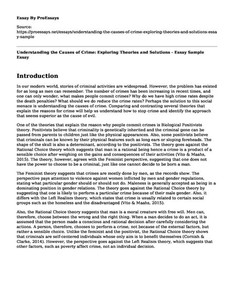 📗 Understanding The Causes Of Crime Exploring Theories And Solutions Essay Sample Free