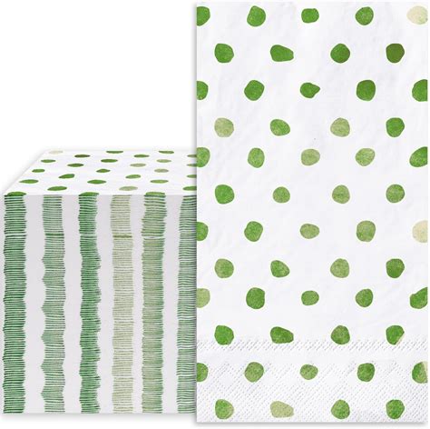 Amazon Whaline Polka Dots Guest Paper Napkins White Sage Green 3