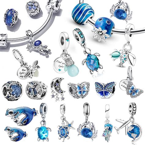 Pingente De Charme P Berloque Prata Mar Azul Charm Encantos