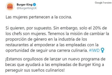 “las Mujeres Pertenecen A La Cocina” La Campaña De Burger King Que