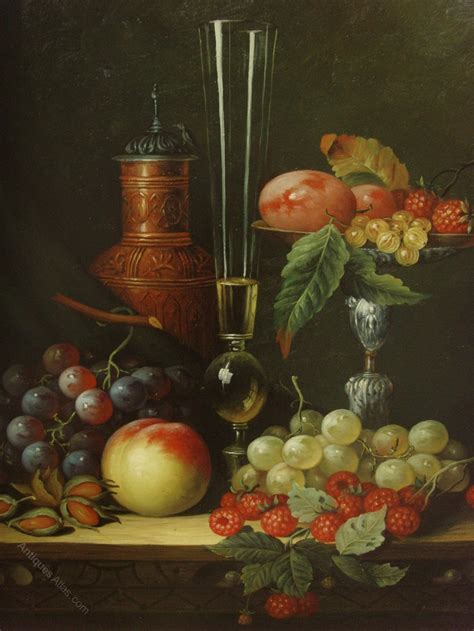 Antiques Atlas Still Life Oil Painting On Canvas Fruit Vessels