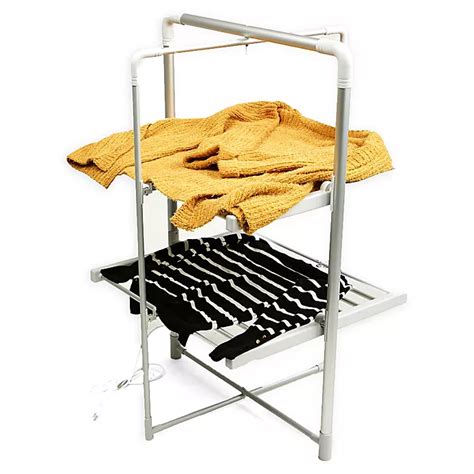 Mind Reader Portable Electric Heated Drying Rack in Silver | Bed Bath ...