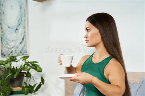 Petite Brunette Dressed In Green And Black Lingerie Stock Image Image Of Wavy Beauty