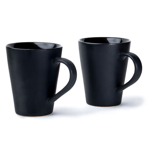 Shay Large Ceramic Coffee Mug - Black Coffee Mugs Set of 2