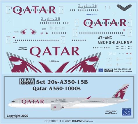 Airbus A350 1000 Qatar Airways Draw Decal 20 A350 15b