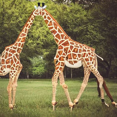 Mechanical Giraffes Having A Picnic Realistic Stable Diffusion