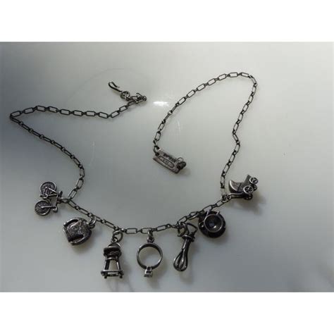 Sterling Silver Charm Necklace 925 Silver Chain Featuring Seven Charms