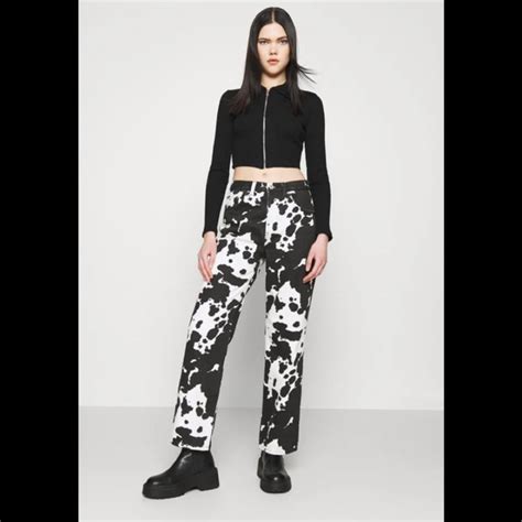 Topshop Jeans Topshopcow Print Runway Relaxed Fit Jeans Poshmark