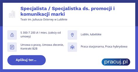 Oferta Pracy Specjalista Specjalistka Ds Promocji I Komunikacji