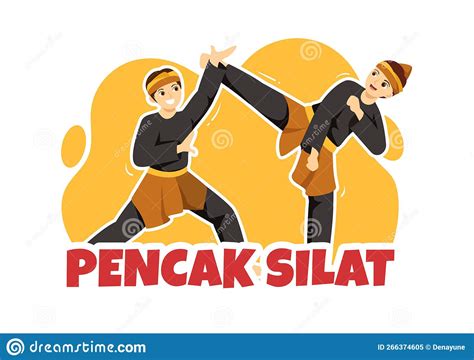 Illustration Of Pencak Silat Athletes Combining In An Art Movement