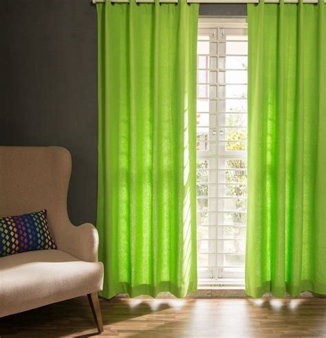 Buy Customizable Curtain Cotton Solid Lime Green Thoppia Lime