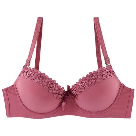 Beauwear Push Up Women Lace Emboridery Bra 3 4 Cup B Thick Padded