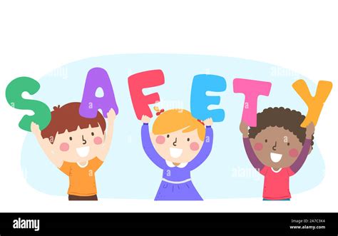 Illustration of Kids Holding the Letters to Form Safety Word Up Stock ...