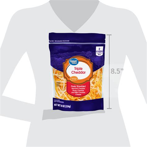 Great Value Finely Shredded Triple Cheddar Cheese 8 Oz