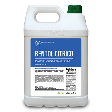 Limpiador Desinfectante BENTOL CÍTRICO de SEIQ x 5 lts LIMPIEZA Store