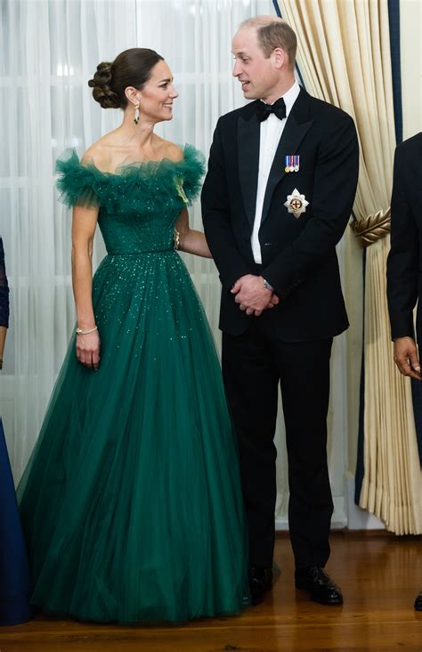 Kate Middleton Wows Again In Beautiful Green Tulle Glitter Gown In Jamaica