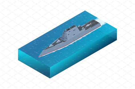 Isometric Zumwalt class destroyer | Technology Illustrations ~ Creative ...