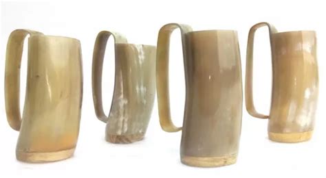 FOUR NORSE CÉRÉMONIAL 6 034 CORNE A BOIRE MUG CUPS FOR VIKING WEDDING