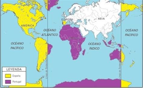 El Tratado de Tordesillas en 1494 el reparto de América entre España y