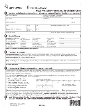 Fillable Online Plano FORM NewRxMail NRX001 Letter 1pg English 8 5x11