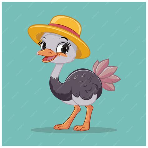 Cute Ostrich Animal Cartoon Animals Illustration Isolated On White