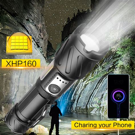 Touchlight Powerful Xhp Led Flashlight With Side Cob Light Super