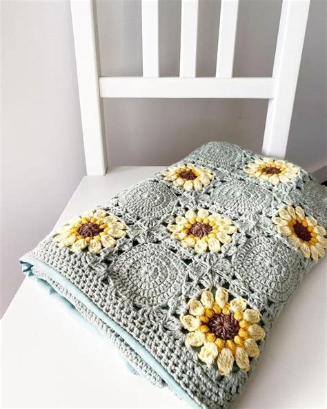 Here Comes The Sunflowers Blanket Crochet Pattern By