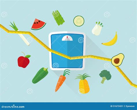 Flat Design Healthy Eating And Diet Concept Stock Vector Illustration