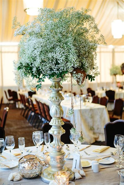 Babys Breath Reception Table Centerpiece Elizabeth Anne Designs The