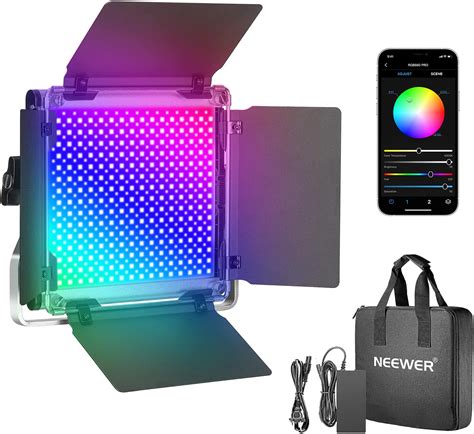 Neewer Pro Rgb Led Video Light With App Control Barn Door U Bracket