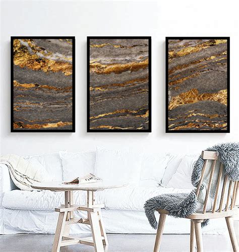 Quadro Decorativo Abstrato Tons De Dourado Gold Elo