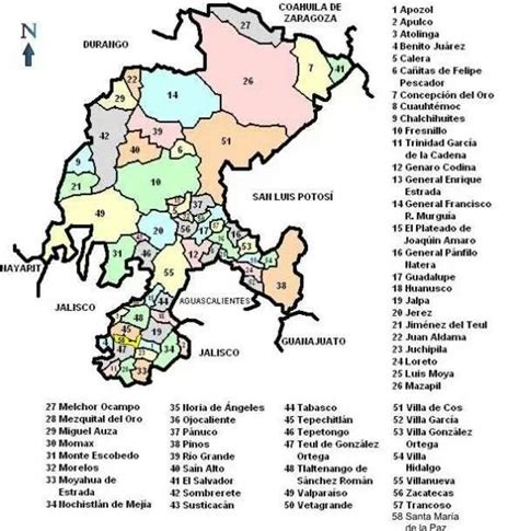 Mapa De Zacatecas Con Municipios