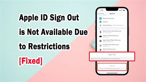 Apple Id Sign Out Is Not Available Due To Restrictions Sign Out