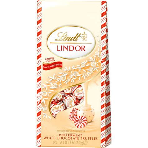 Lindt Lindor White Chocolate Peppermint Truffles Holiday Bag 8 5oz