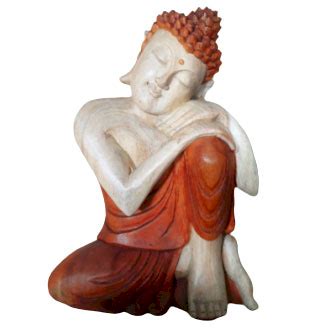 Statue Bouddha Sculptée Main 30cm Pensif