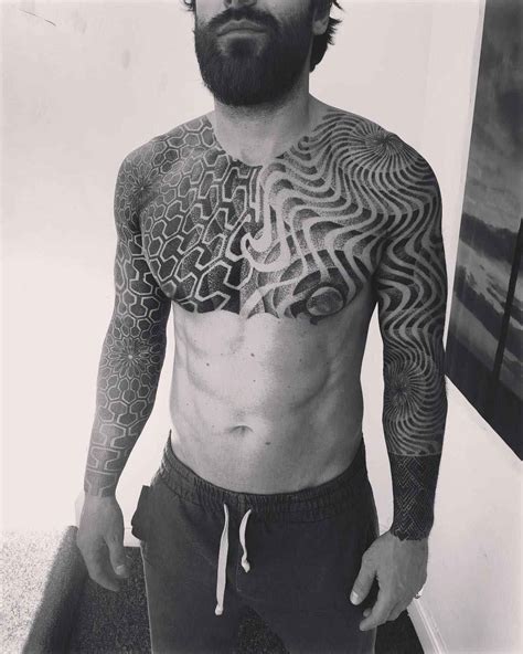 Matt Black S Ornamental Tattoos INKPPL Chest Tattoo Men Black