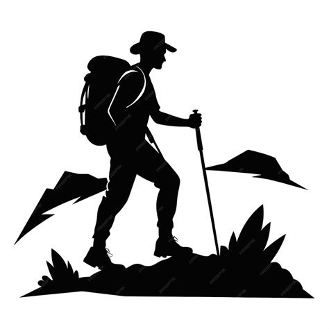 Premium Vector | Hiking people silhouette vector art illustration black ...