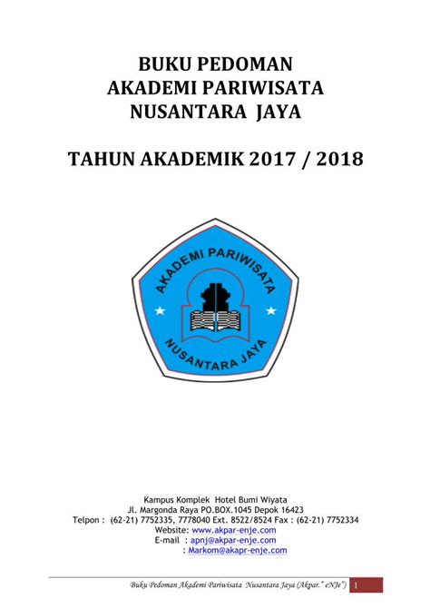 PDF BUKUPEDOMAN AKADEMI PARIWISATA Buku Pedoman Akademi