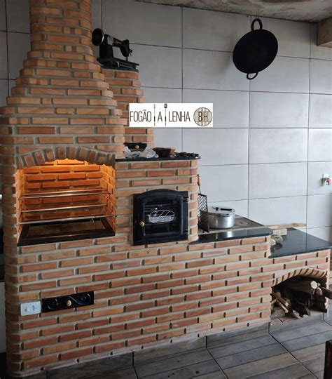 Fogao A Lenha Com Churrasqueira - Fogão a Lenha com Forno e Churrasqueira de Tijolinho a Vista em Pedra ...