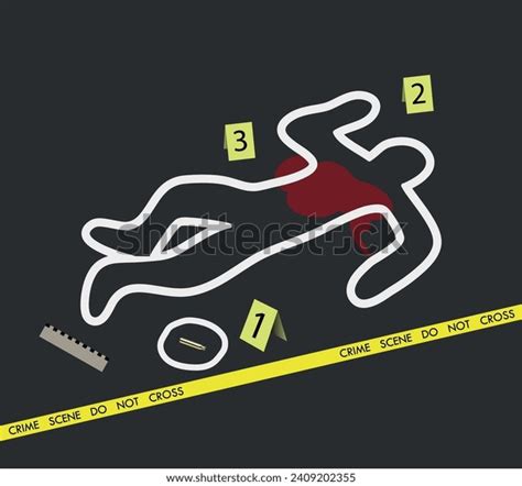 Detailed Crime Scene Silhouette Dead Blood Stock Vector (Royalty Free ...