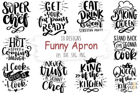 Funny Apron Bundle, Kitchen SVG Lettering Quotes, Funny Chef