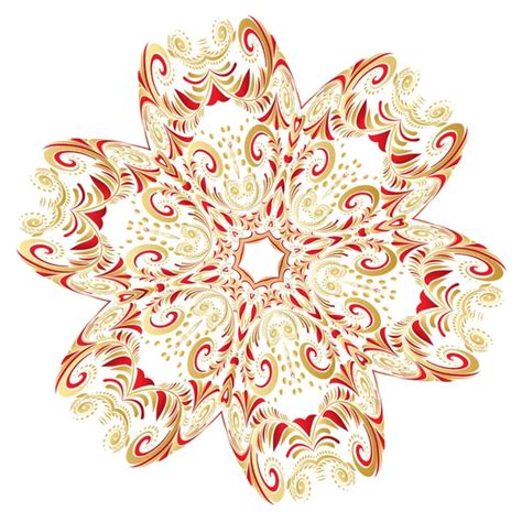 Floral Gold And Red Round Ornament Stock Vector Image By Artshock