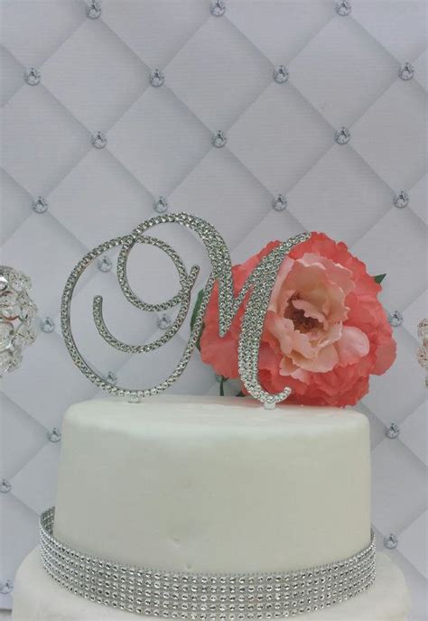 5 Tall Initial Monogram Wedding Cake Topper Swarovski Crystal Rhinestone Monogram Wedding