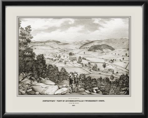 Hotchkissville (Woodbury) CT 1851 | Vintage City Maps - Restored Bird's ...