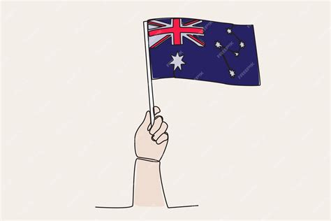 Premium Vector | A hand raised the Australia flag Flag oneline drawing